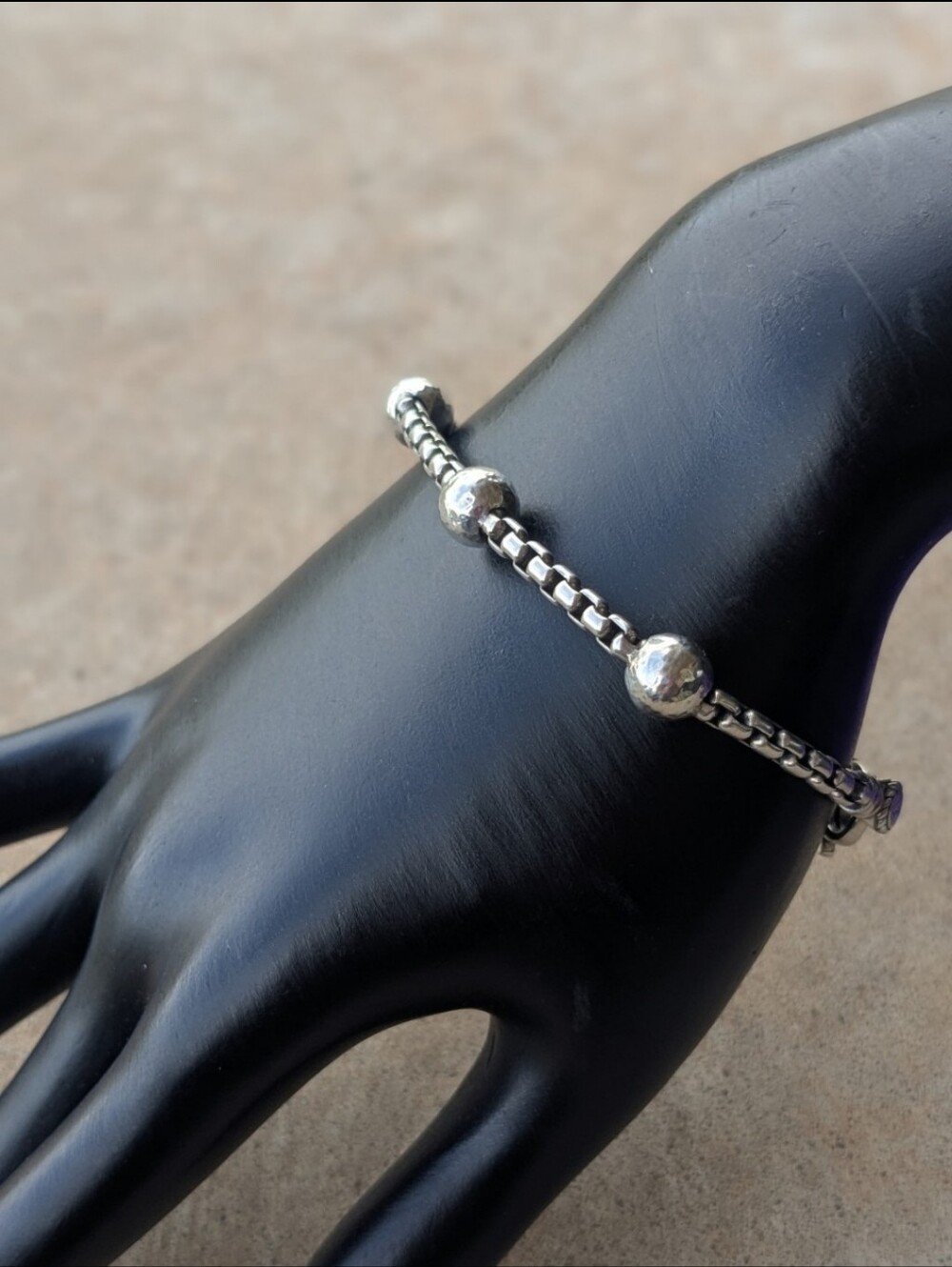 JAI John Hardy Sterling Silver Hammered Bead Box Chain Bracelet